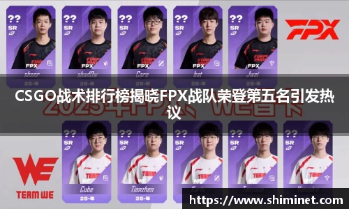 CSGO战术排行榜揭晓FPX战队荣登第五名引发热议