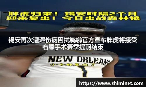 锡安再次遭遇伤病困扰鹈鹕官方宣布胖虎将接受右膝手术赛季提前结束